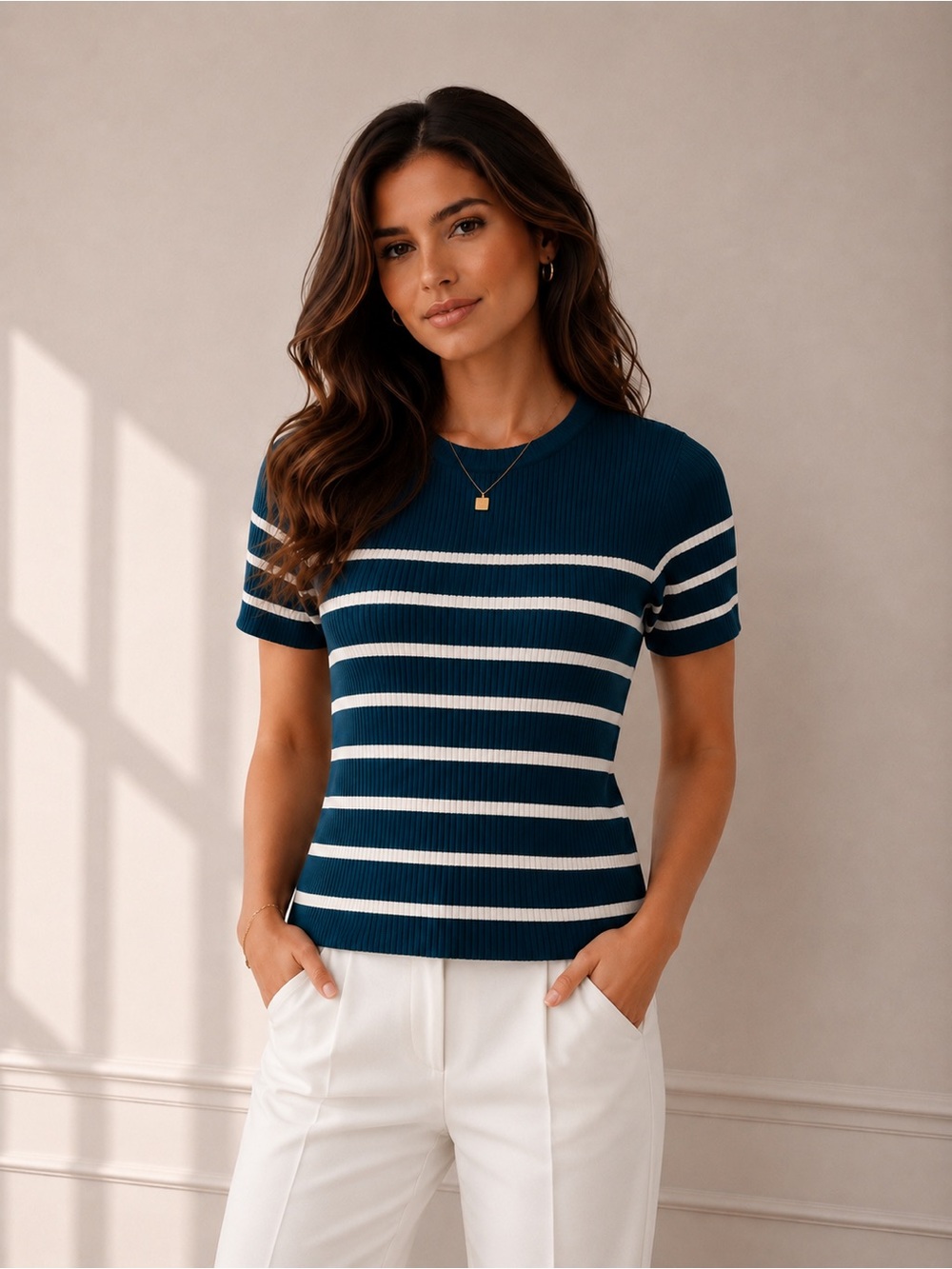 ✨ Zesica Ribbed Knit Striped Top ✨